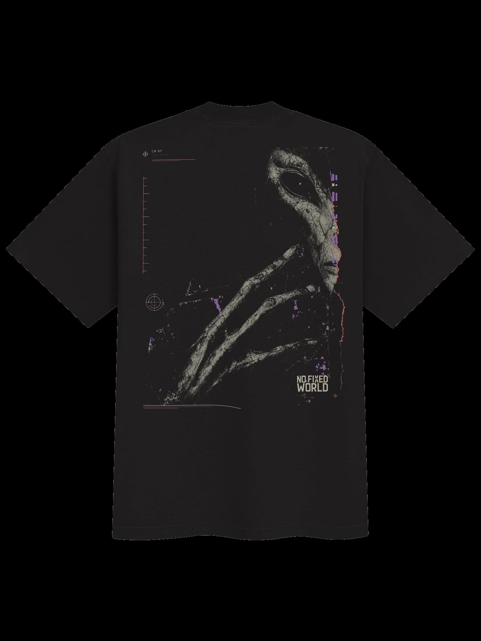 Back of the Contact Negative heavyweight black graphic tee