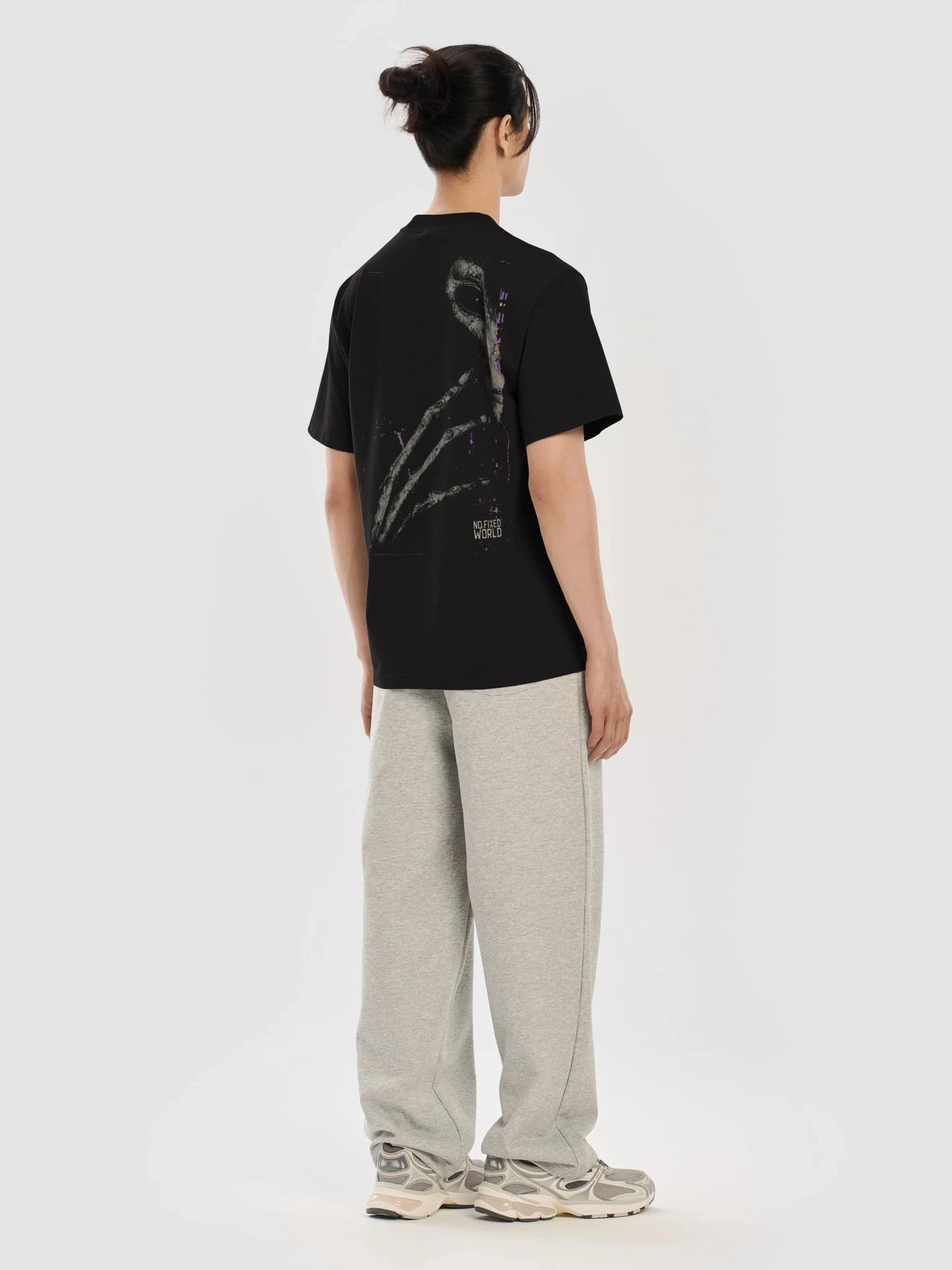 Digital three-quarter back preview of the Contact Negative heavyweight graphic tee