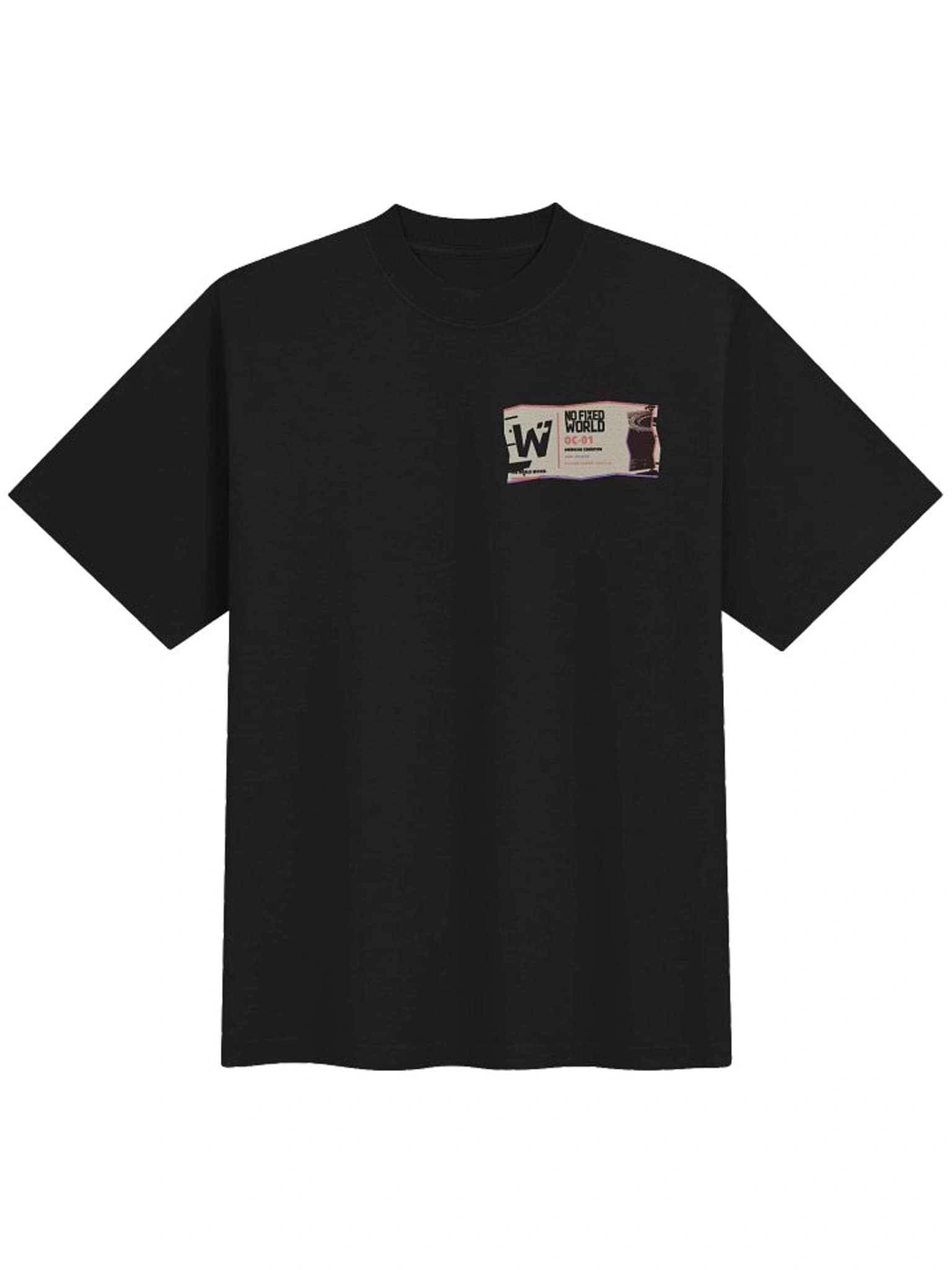 Flat front view of the Overhead Condition black heavyweight graphic tee