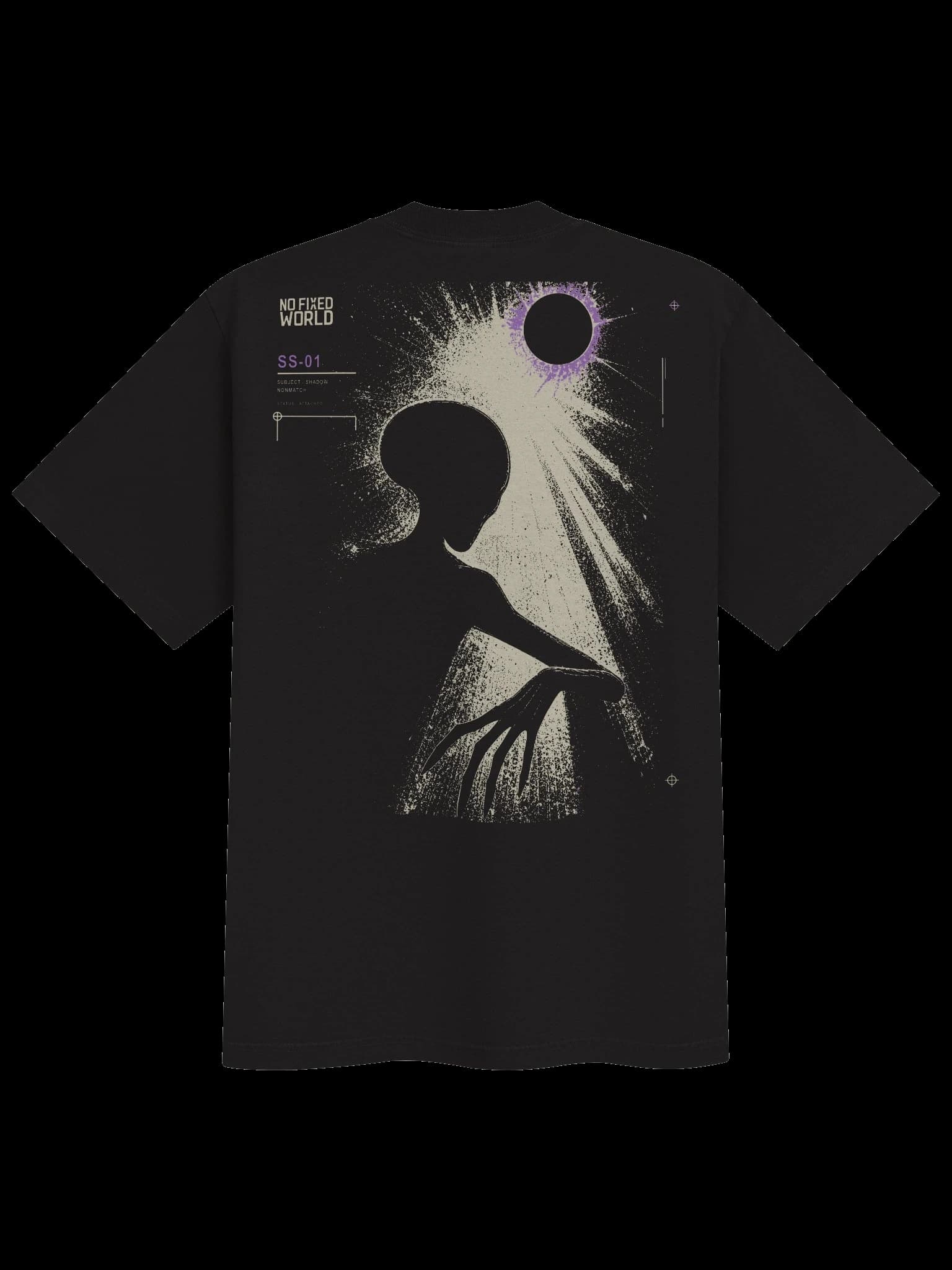 Back of the Second Shadow heavyweight black graphic tee