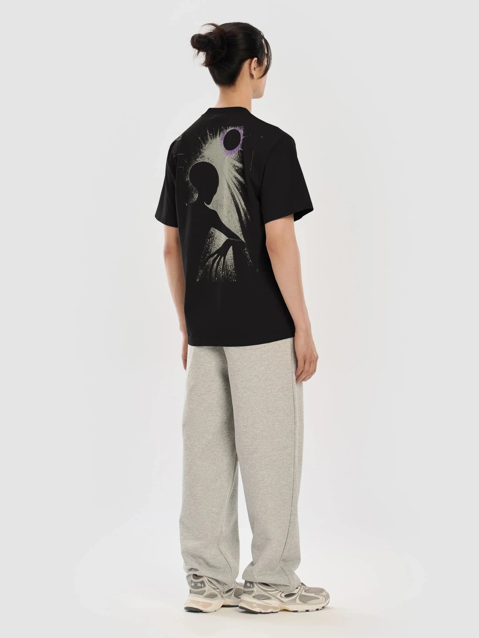 Digital three-quarter back preview of the Second Shadow heavyweight graphic tee